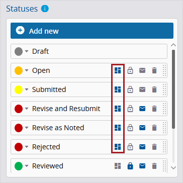 Selected workflow statuses